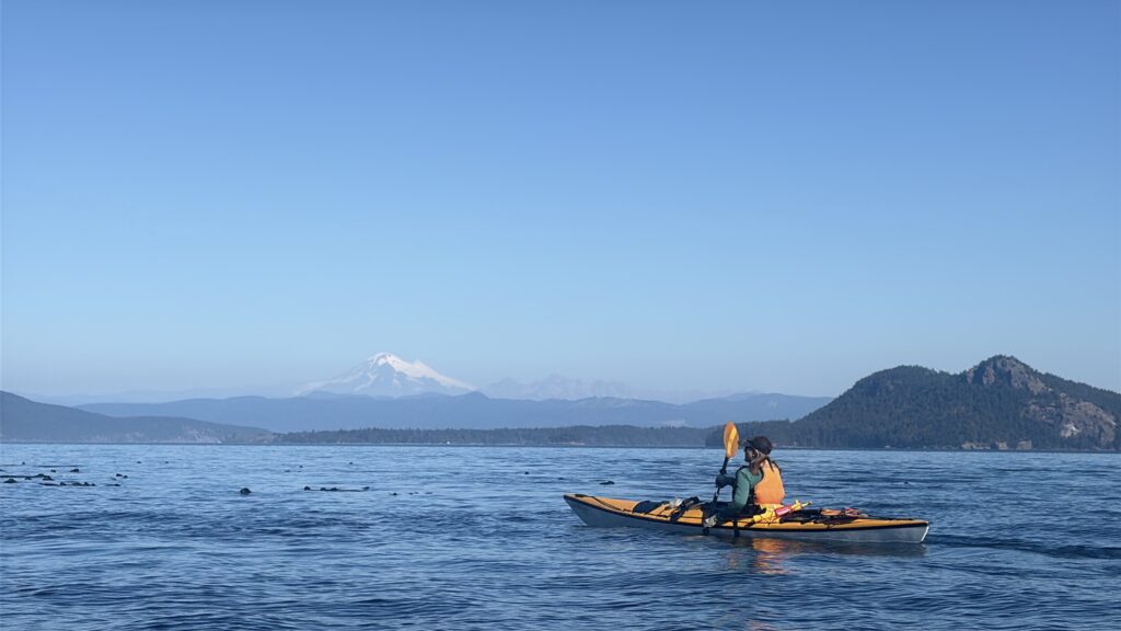 Paddling past Mt. Baker